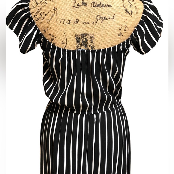 Maxi/Romper (built in) B&W Striped High Low Romper/Dress Euc! - Picture 9 of 16